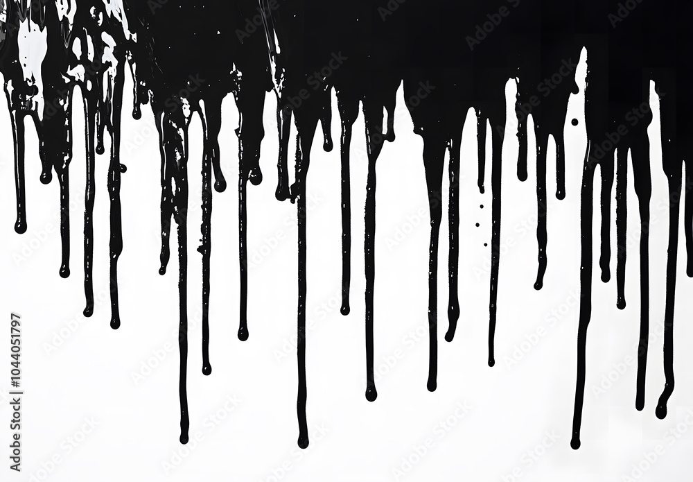 Black paint dripping on a white background design, flat lay, top view design, banner with a copy space area, vector illustration design Black paint dripping on a white background design, flat lay, top view design, banner with a copy space area, vector illustration design