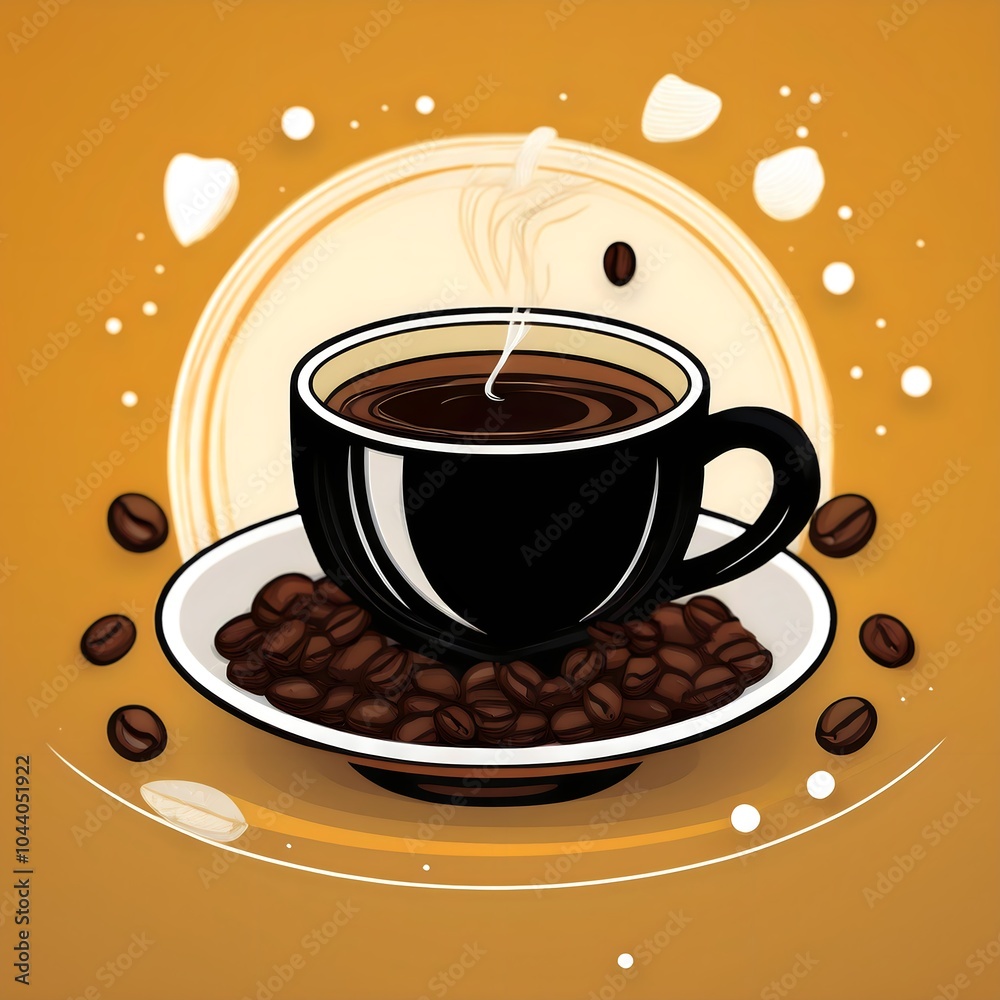 Obraz premium Yellow and Black Modern Coffee Day Social Media Post Design for Promotions and Brand Engagement