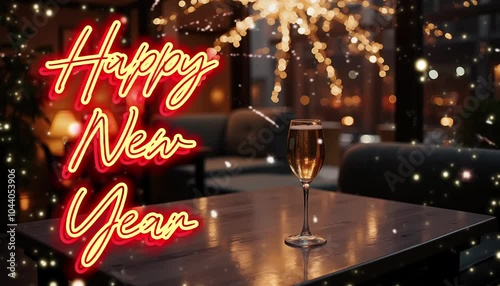 Glass of Champagne on Table with 