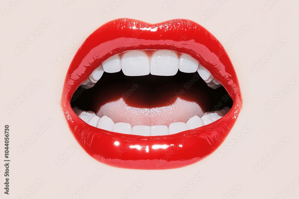 Obraz premium a beautiful woman screaming, focusing on lip, beautiful lip, dracula teeth, looking at camera