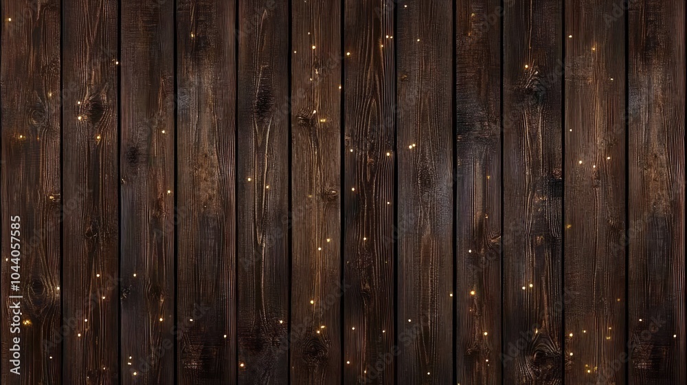 Fototapeta premium This dark brown wooden surface is beautifully decorated with garland lights and snowflakes, creating a cozy winter ambiance ideal for seasonal phone wallpapers