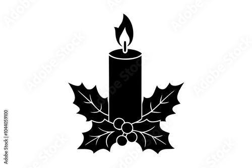 Christmas candle vector silhouette illustration .