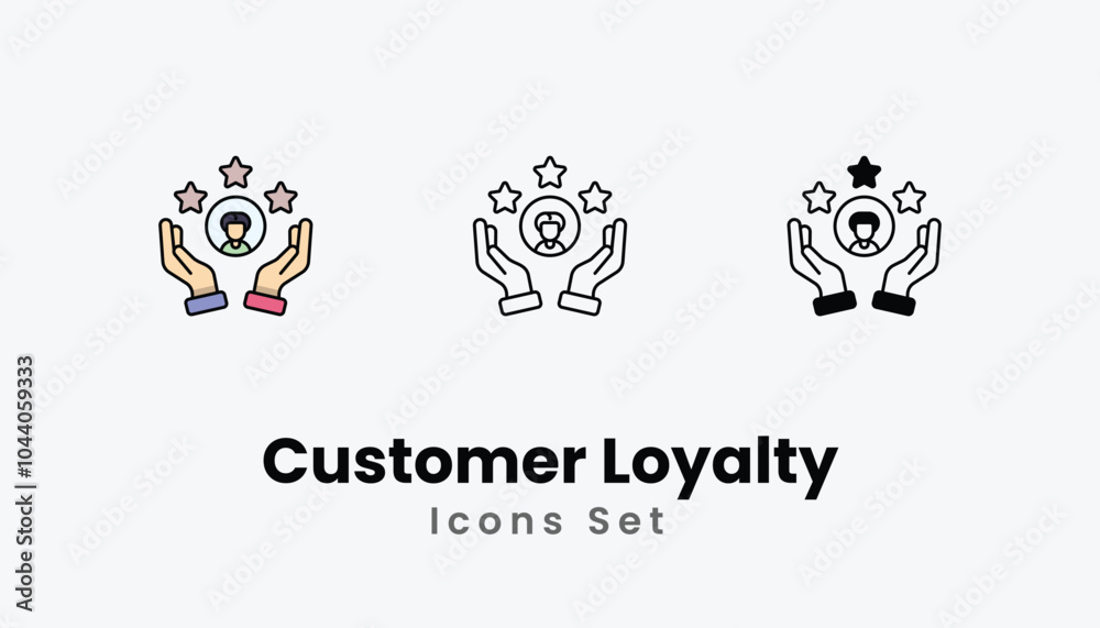 Customer Loyalty Icons thin line and glyph vector icon stock illustration Customer Loyalty Icons thin line and glyph vector icon stock illustration
