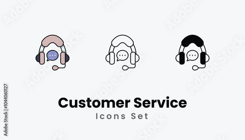 Customer Service Icons thin line and glyph vector icon stock illustration