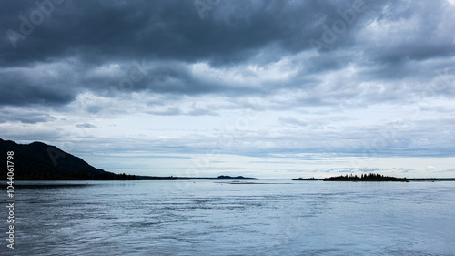 Knik River Anchorage Alaska, Early Morning, Peaceful River, Fishing photo