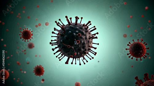 Single virus particle in a teal-lit environment, sharp and in focus. video