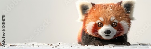 Red Panda Looking Up From Snow Covered Ground