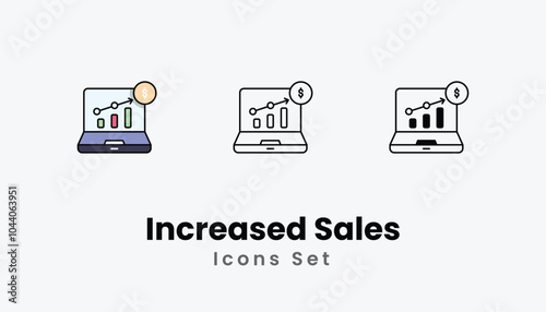 Increased Sales Icons thin line and glyph vector icon stock illustration
