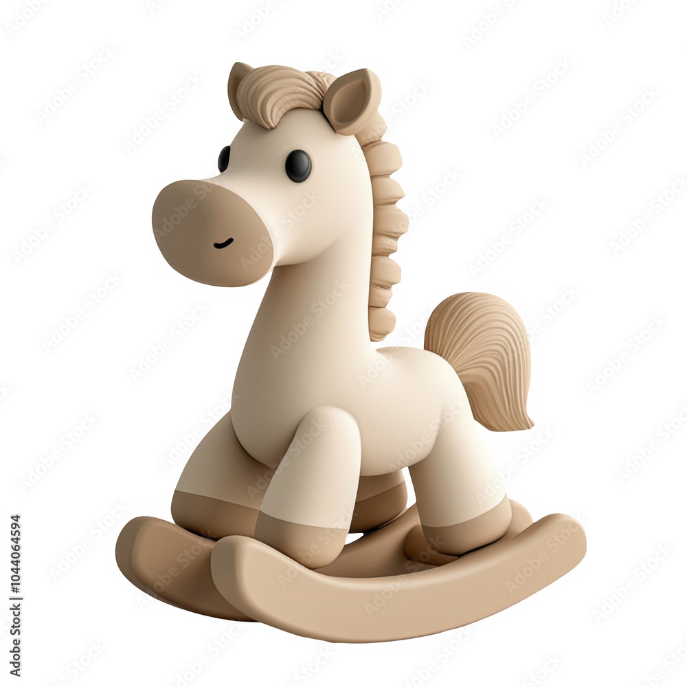 Rocking horse 3d icon PNG, cartoon style minimal on transparent, isolate on white background