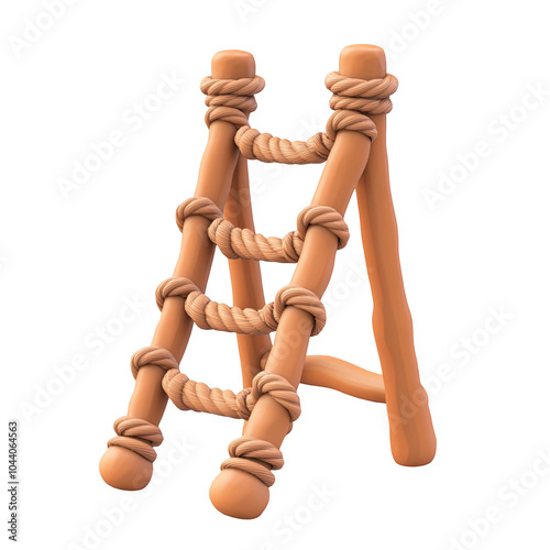 Obraz na płótnie A wooden climbing ladder 3d icon PNG, cartoon style minimal on transparent, isolate on white background w salonie