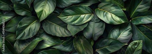 Lush Green Monstera Leaves Close Up, Tropical Foliage Background