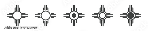 Zia vector symbol icons set. Zia icon