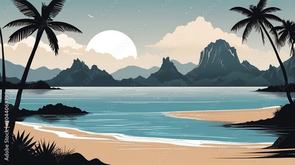 Fototapeta premium beach with palm trees