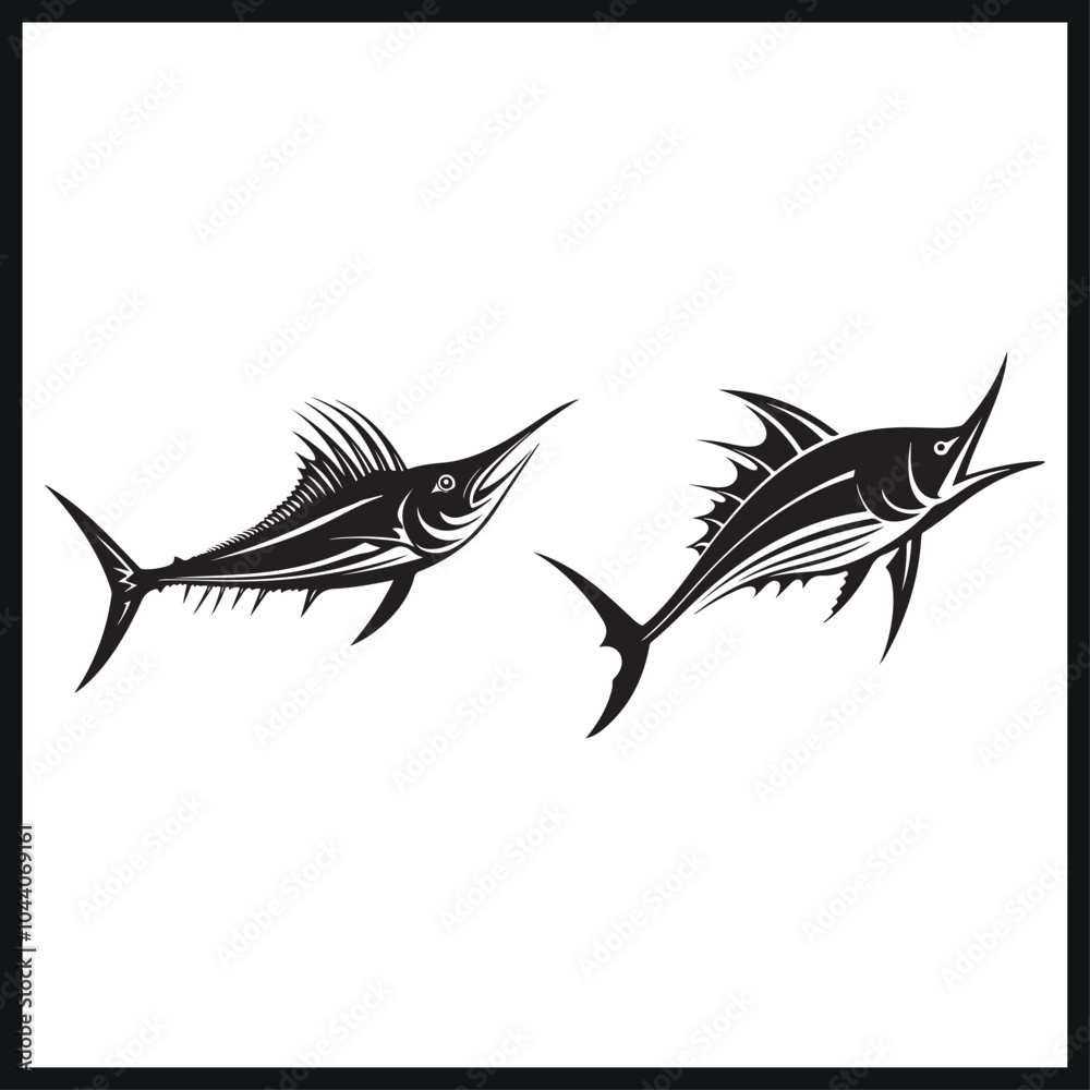 Obraz premium Marlin Fish Logo Template silhouette