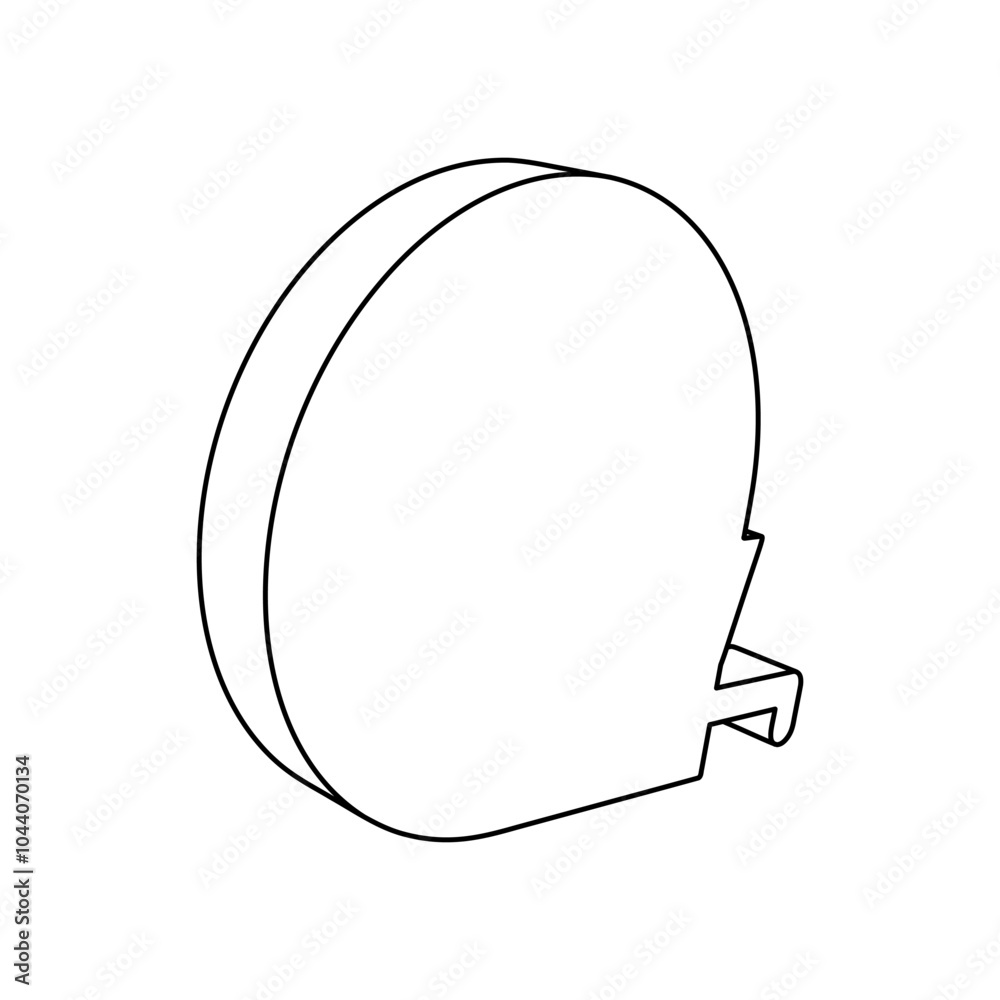 Obraz premium The outline of a large tape measure symbol is made with black lines. 3D view of the object in perspective. Vector illustration on white background