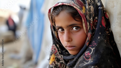 A Yemeni girl lives with her family in a camp for displaced people fleeing the hell of war