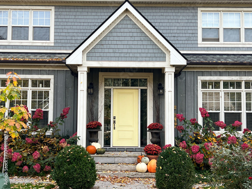 Fall and autumn exterior landscaping garden and home decor.