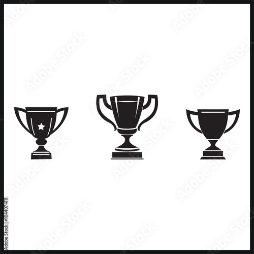 Trophy cup icon collection vector
