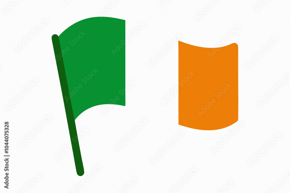 St. Patrick’s Day Irish Flag Waving Vector illustration on a white background St. Patrick’s Day Irish Flag Waving Vector illustration on a white background