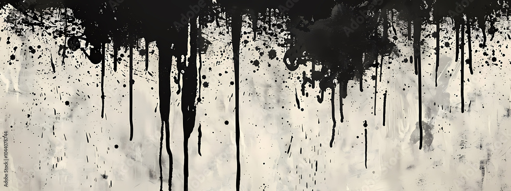 An abstract monochrome design featuring dramatic black paint drips against a light background, creating a striking contrast. An abstract monochrome design featuring dramatic black paint drips against a light background, creating a striking contrast.