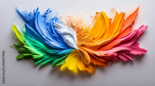 Vibrant colors blend harmoniously in stunning display of powder and paint, creating dynamic and artistic composition. smooth application of color evokes sense of creativity and joy