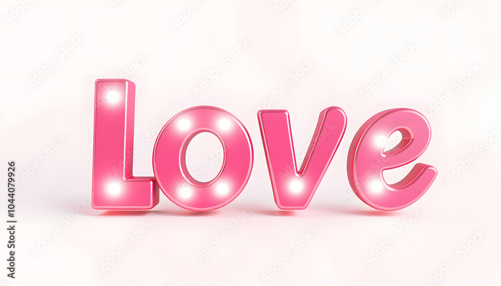 3D illustration of 3d pink love text isolated with white highlights, png 3D illustration of 3d pink love text isolated with white highlights, png