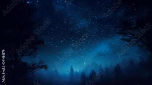 Wallpaper Mural Forest panoramic landscape with beautiful night starry sky. Stargazing and observation. Travel, adventure and discovery concept. Camping and hiking. magic Natural background  Torontodigital.ca