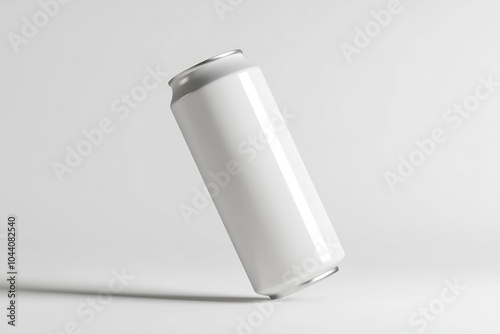 Slim energy drink can mockup, floating in front view on a plain background