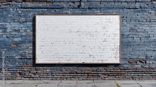 Outdoor mural street poster mockup on solid brick wall, isolated view