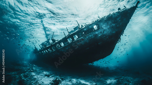 ship wreck in the sea photo