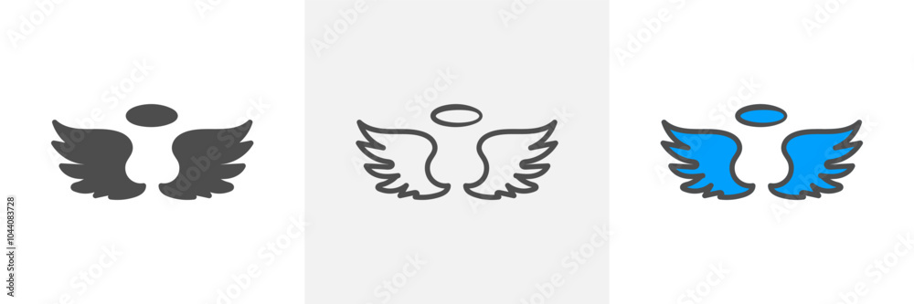 Holy wings vector icon. Filled flat sign for mobile concept and web design. Angel wings with nimbus glyph icon. Symbol, logo illustration. Holy wings vector icon. Filled flat sign for mobile concept and web design. Angel wings with nimbus glyph icon. Symbol, logo illustration.