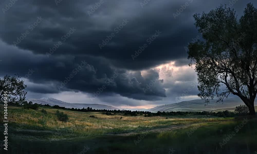 Lightning Storm Over Field