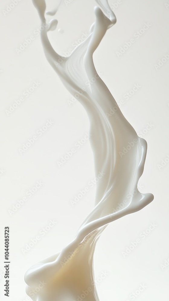 Creamy Liquid Swooping on White Background	