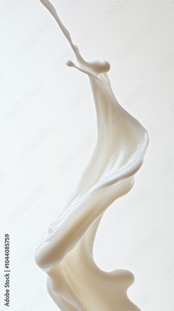 Creamy Liquid Swooping on White Background Creamy Liquid Swooping on White Background