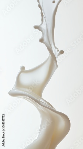 Creamy Liquid Swooping on White Background 