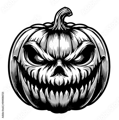 Zucca halloween con sorriso malefico. Generative AI photo