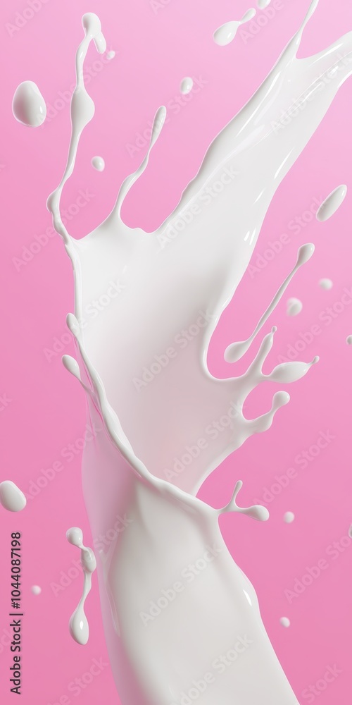 White Liquid Splashing on Pink Background White Liquid Splashing on Pink Background