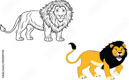 Lion coloring book for adults vector