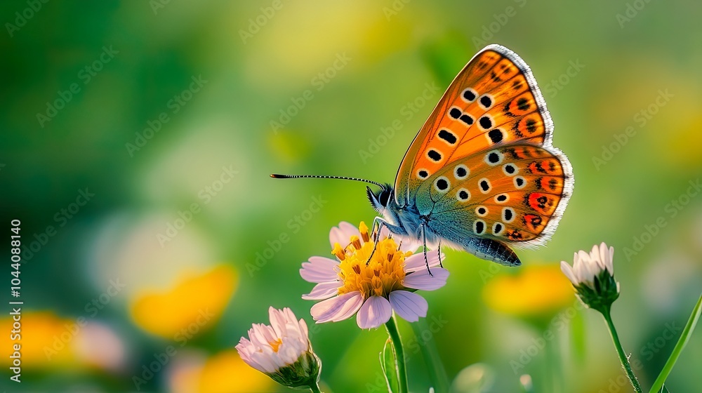 A vibrant orange butterfly rests on a pink flower, surrounded by greenery and other blossoms, showcasing the beauty of nature in a serene setting. A vibrant orange butterfly rests on a pink flower, surrounded by greenery and other blossoms, showcasing the beauty of nature in a serene setting.