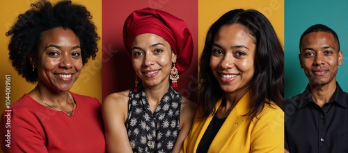 Vibrant collage showcasing diverse achievements with bold celebratory imagery of African Americans photo