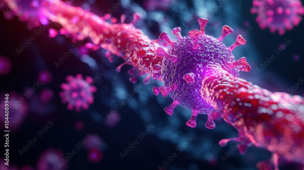 3D Illustration of Virus in Close-Up View 3D Illustration of Virus in Close-Up View