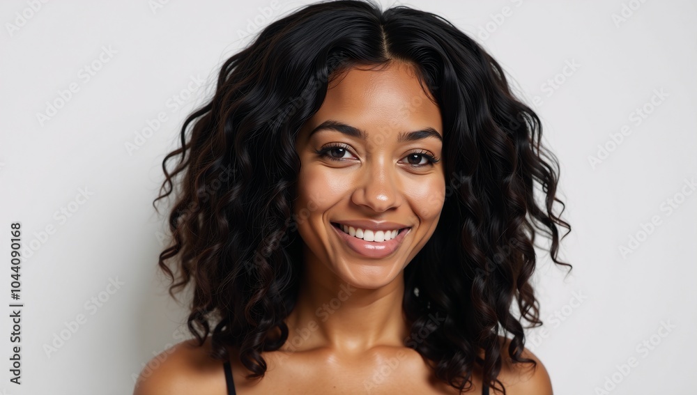 a portrait of an African-American woman featuring black Brazilian body wave textured hair a portrait of an African-American woman featuring black Brazilian body wave textured hair