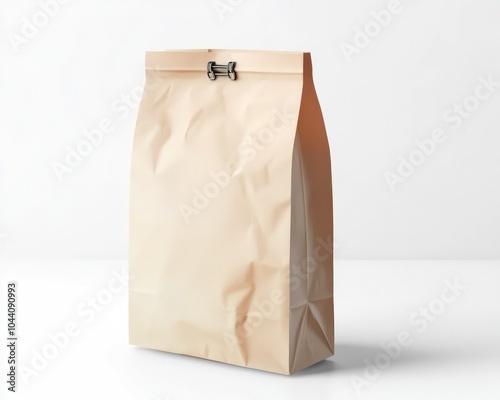 Paper bag with clip seal mockup displayed on clean white background