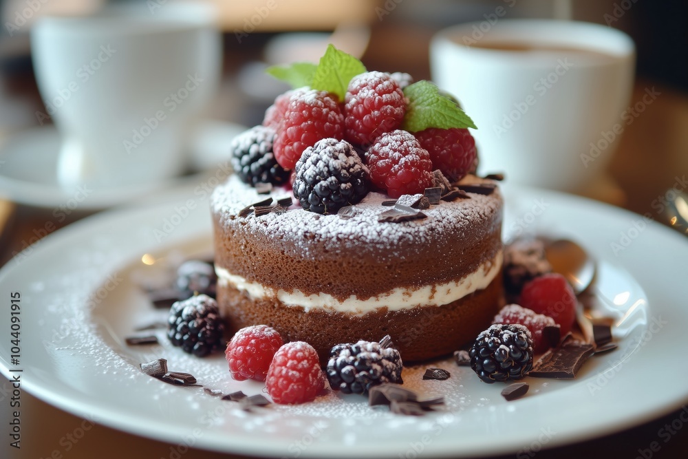 Dessert with chocolate and berries Dessert with chocolate and berries