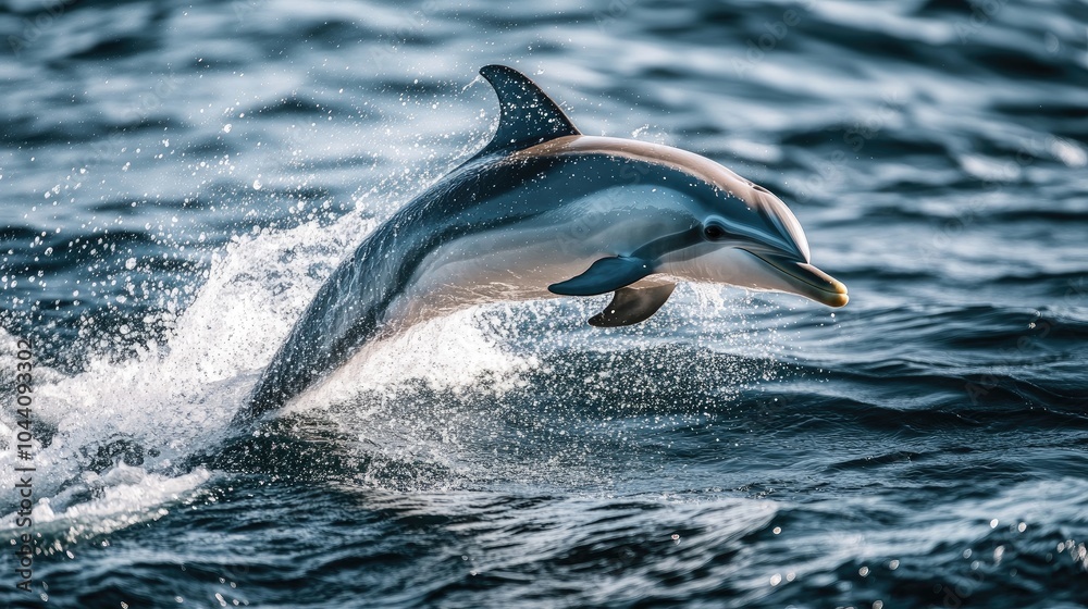 Fototapeta premium Playful Dolphin Leaping Over Ocean Waves