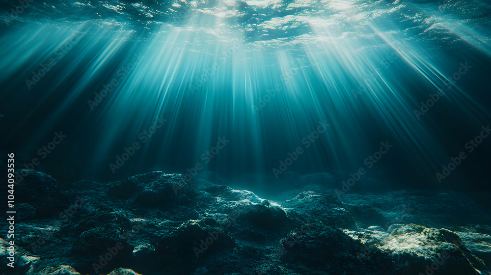 Obraz premium underwater scene with rays of light and rays