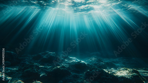 underwater scene with rays of light and rays