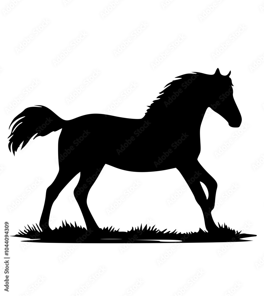 horse silhouette isolated on white