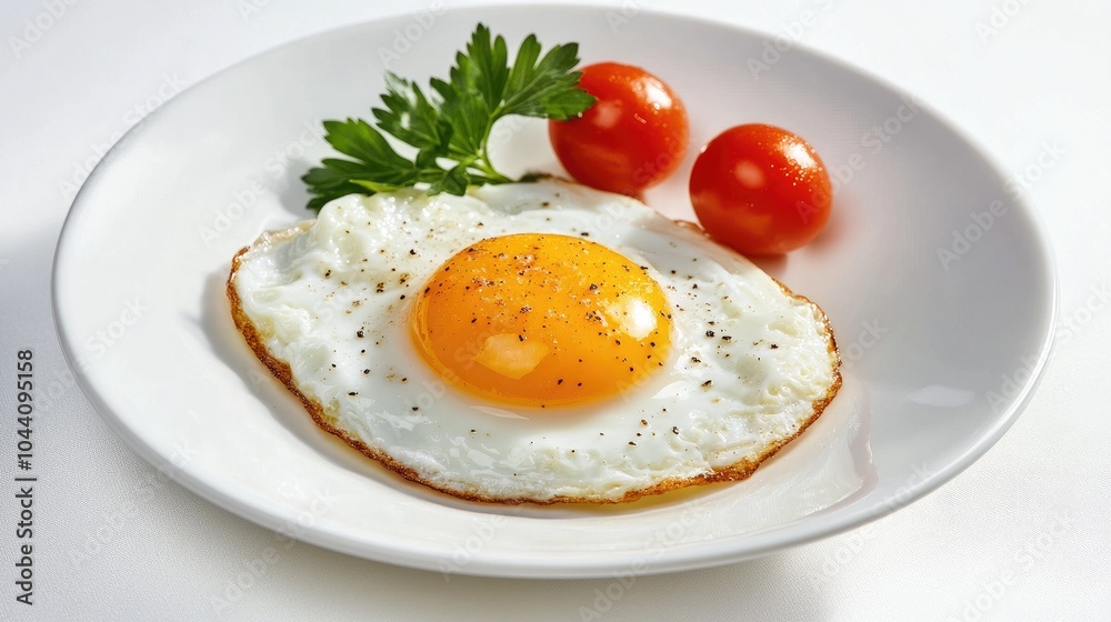 Fresh Fried Egg with Cherry Tomatoes and Parsley Fresh Fried Egg with Cherry Tomatoes and Parsley