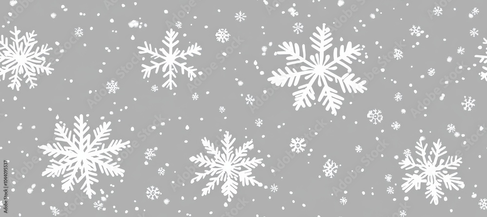 White Snowflake Line Art on Light Gray. White Snowflake Line Art on Light Gray.